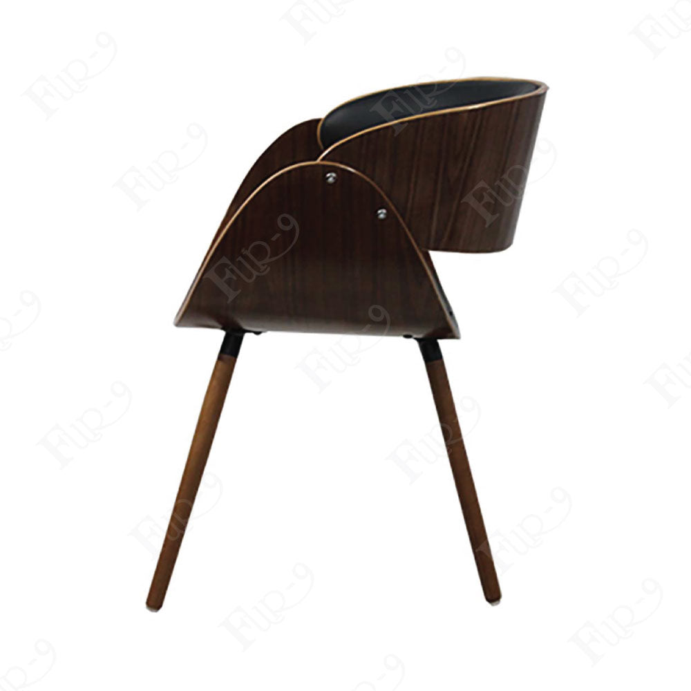 โครงไม้ดัด เบาะนั่งหุ้มหนัง PU ขาไม้