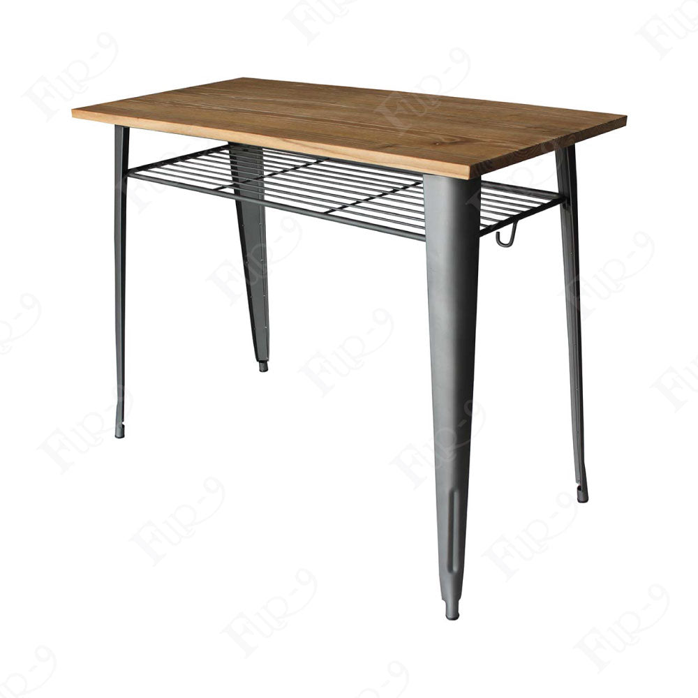 โครงเหล็กเคลือบ Powder Coat ท็อปไม้ Elm Wood มีชั้นวางของและที่แขวนกระเป๋า