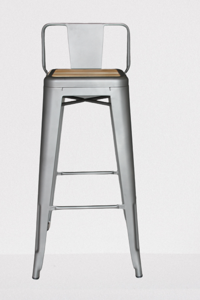 โครงเหล็กเคลือบ Powder Coat ที่นั่งไม้ Elm Wood