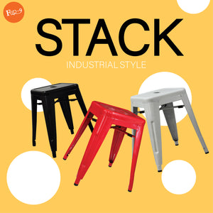STACK ( 10270 ) เก้าอี้เหล็กดีไซน์เท่ แข็งแรง ทนทาน มีให้เลือกหลากหลายสี แดง ขาว ดำ ดำด้าน น้ำตาลด้าน ( เหล็กเคลือบ Powder Coat )