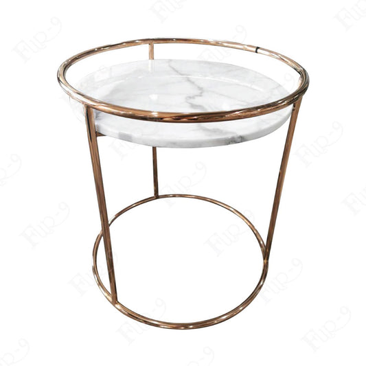 โต๊ะท็อปหินอ่อน (Marble) ขาสแตนเลสทอง